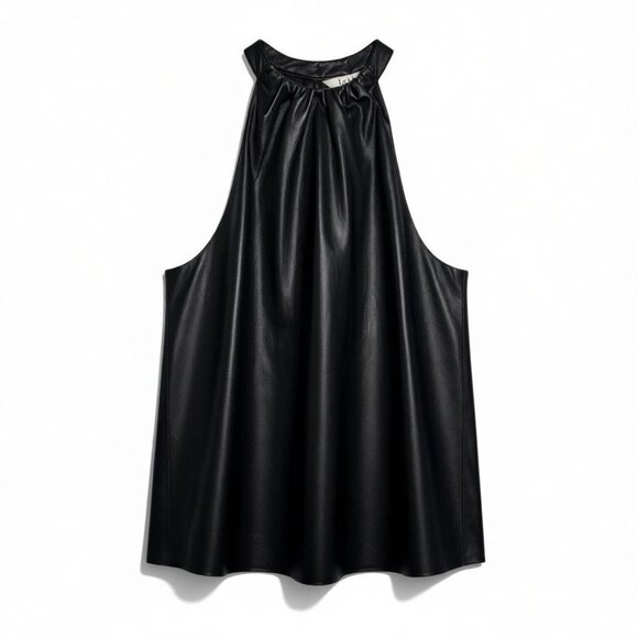 Joie Bonita Black Faux Leather Top Size Medium sleeveless - Picture 2 of 9